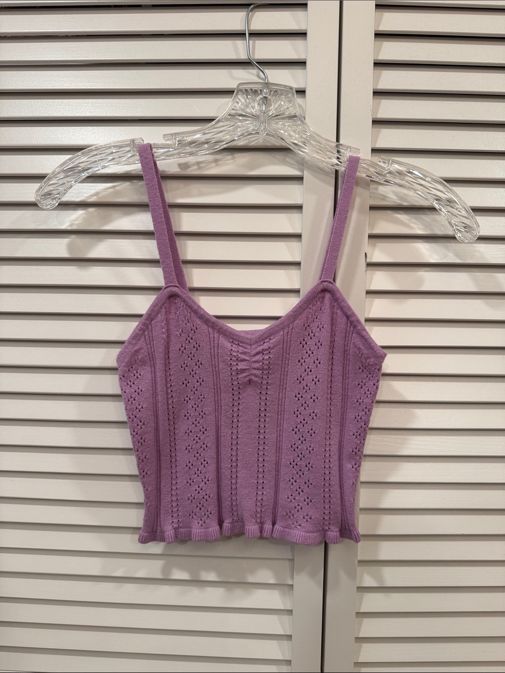 Lilac Knit Eyelet Camisole Tank - Women